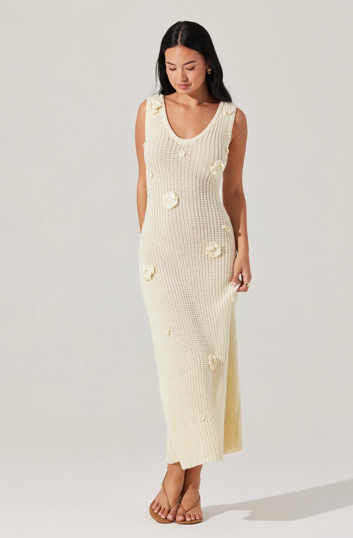 Ainhoa 3D Floral Maxi Sweater Dress