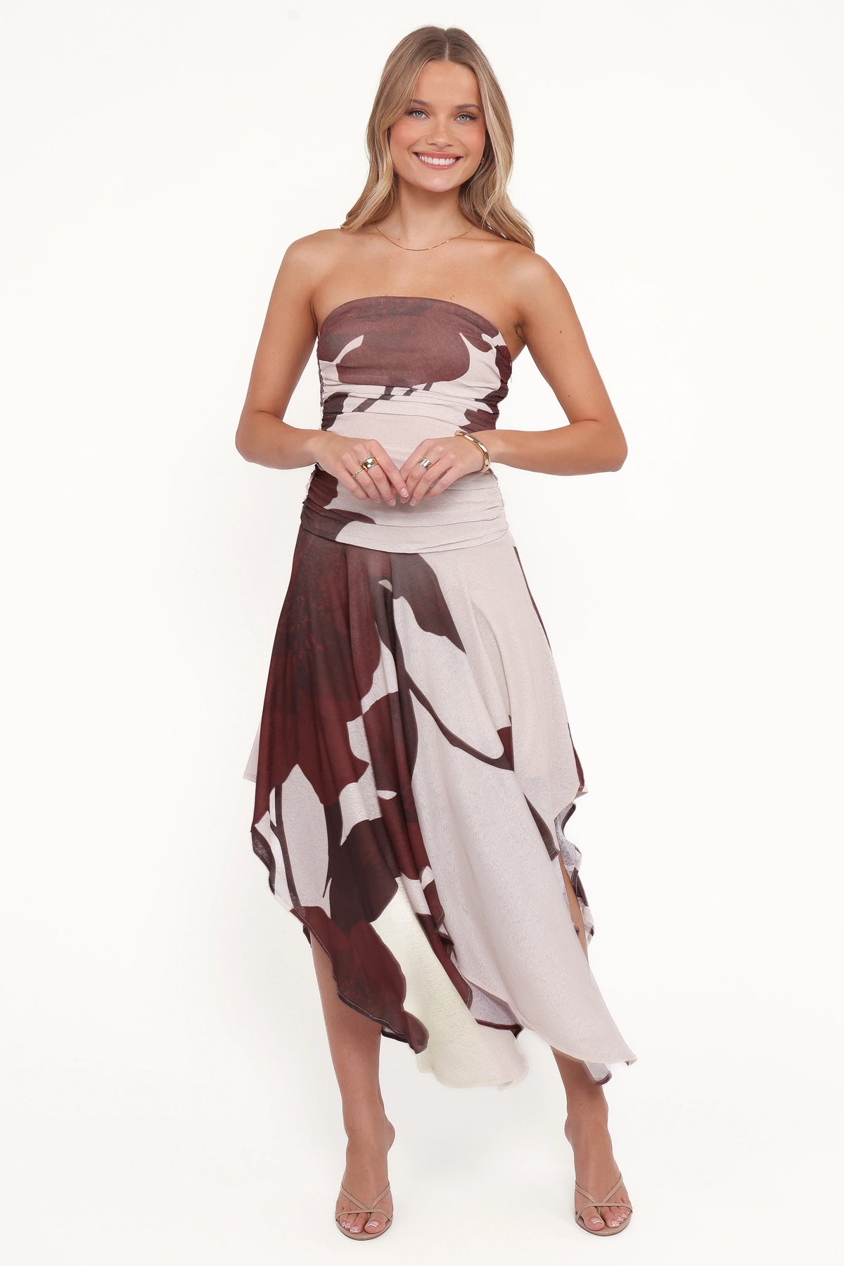 Doreen Midi Dress - Brown Floral