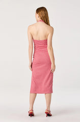 Alice Halter Gingham Fitted Midi Dress