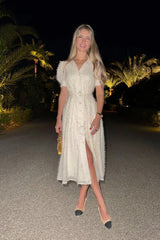 Sequin Button Front Midi Dress