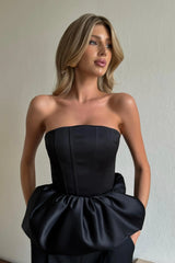 Satin Corset Top with Ruffled Basque