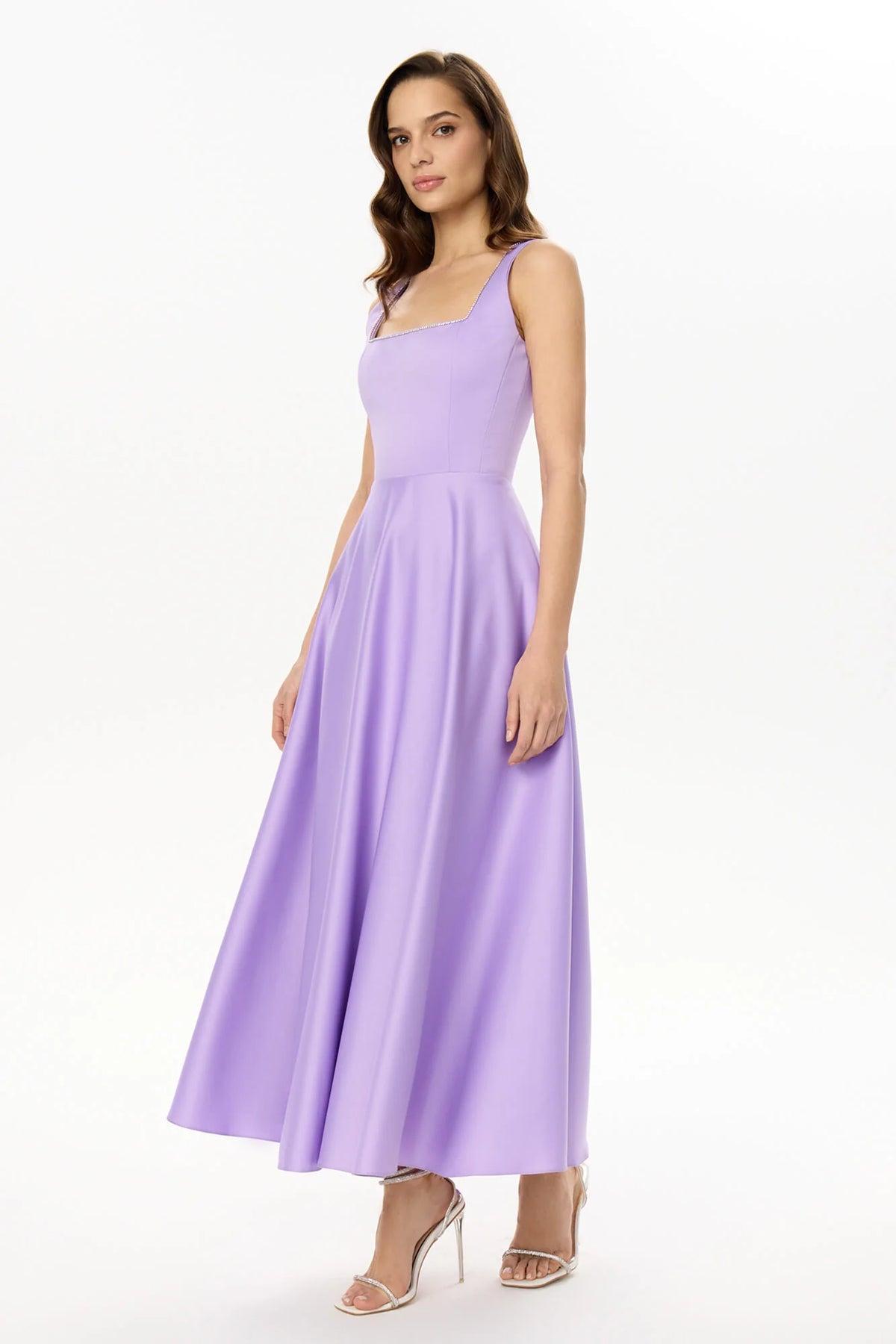 Strap Decorated Bodice Midi Dress