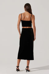 Velvet Midi A-Line Skirt