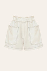 Contrast-Stitch Denim Shorts