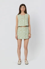 Janell Floral Applique Tweed Skort