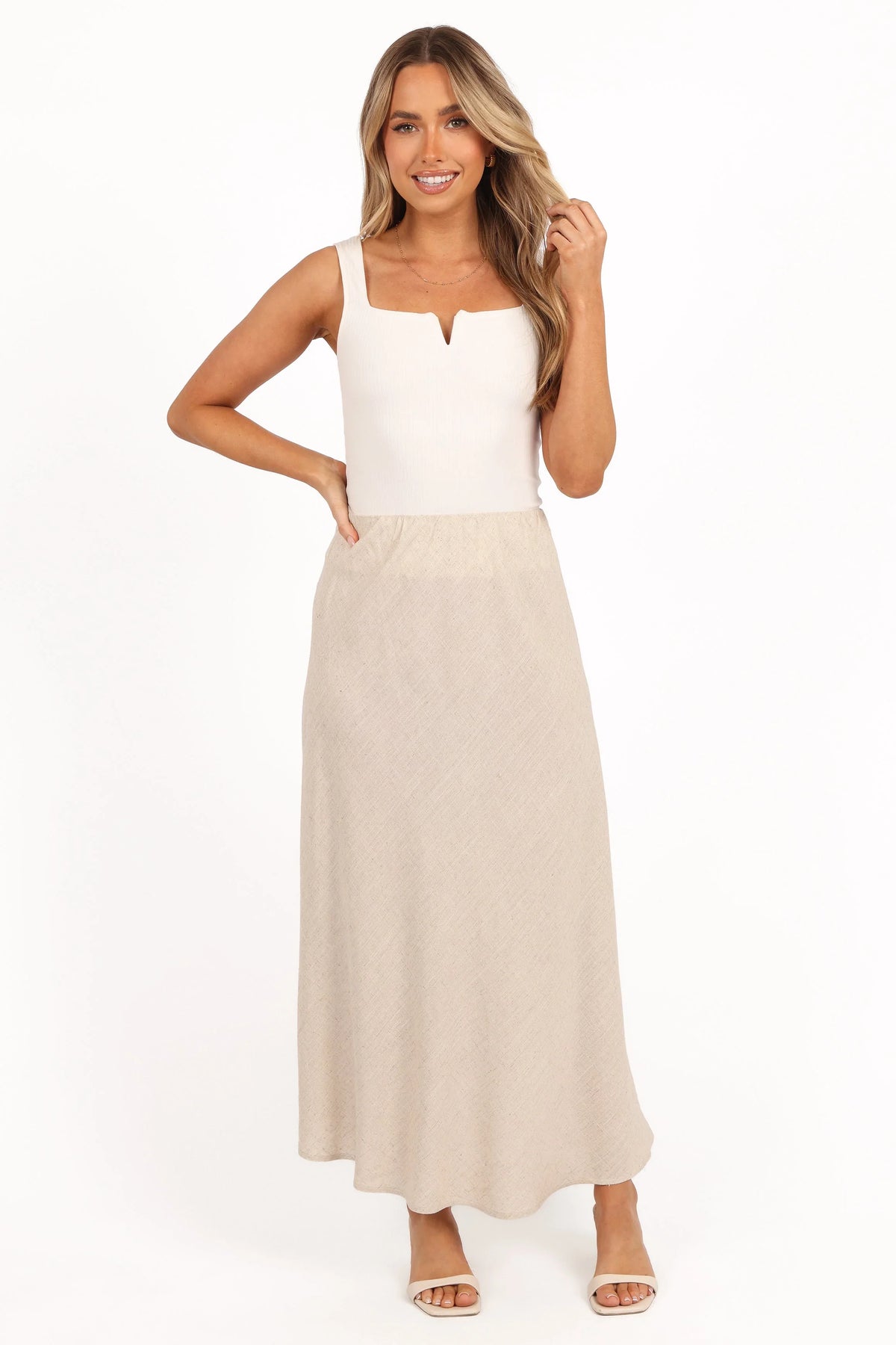 Alex Linen Midi Skirt - Oatmeal