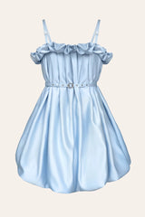 Draped Thin Strap Mini Dress With Belt