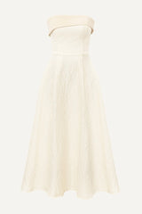 Jacquard Midi Dress with Satin Turn-up