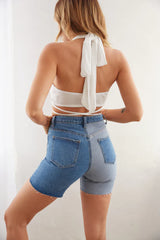 Iris Halter Wrap Tie Top