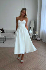 Bustier Pleated Bust Cups Midi Dress