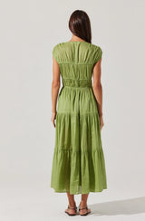 Alexandria Shirred Tiered Midi Dress