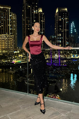 Sequin Decorated Velvet Skirt