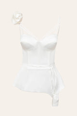 Rose Detail Satin Bustier Top