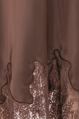 Alira Lace Trim Midi Skirt - Brown