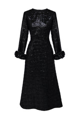 Sequin Long Sleeve Midi Dress