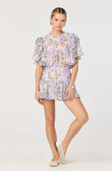 Kinley Floral Flutter Sleeve Ruffle Top