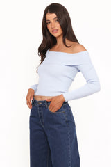 Aleena Knit Top - Light Blue