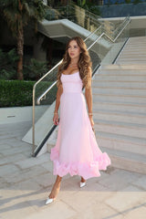 Flounce Bustier Midi Dress