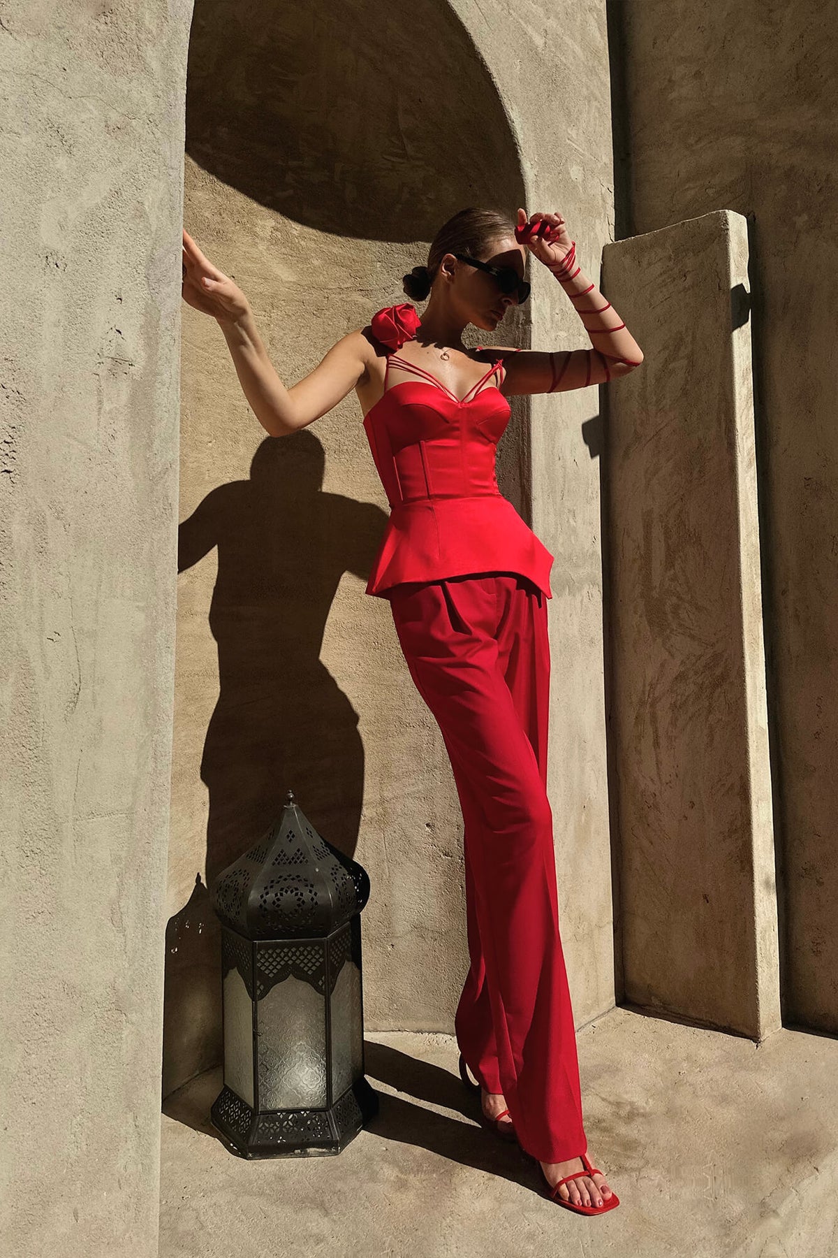 Rose Detail Satin Bustier Top