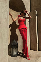 Rose Detail Satin Bustier Top