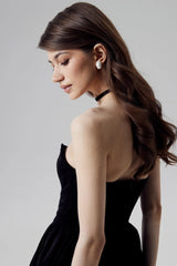 Velvet Mini Dress with Textured Corset