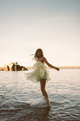 Alesia Tiered Organza Babydoll Mini Dress