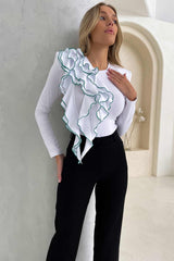 Knitted Green Ruffled Bodysuit