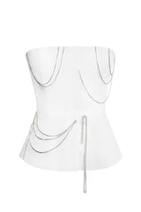 Denim Decorated Button Front Top