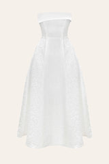 Jacquard Midi Dress with Satin Turn-up