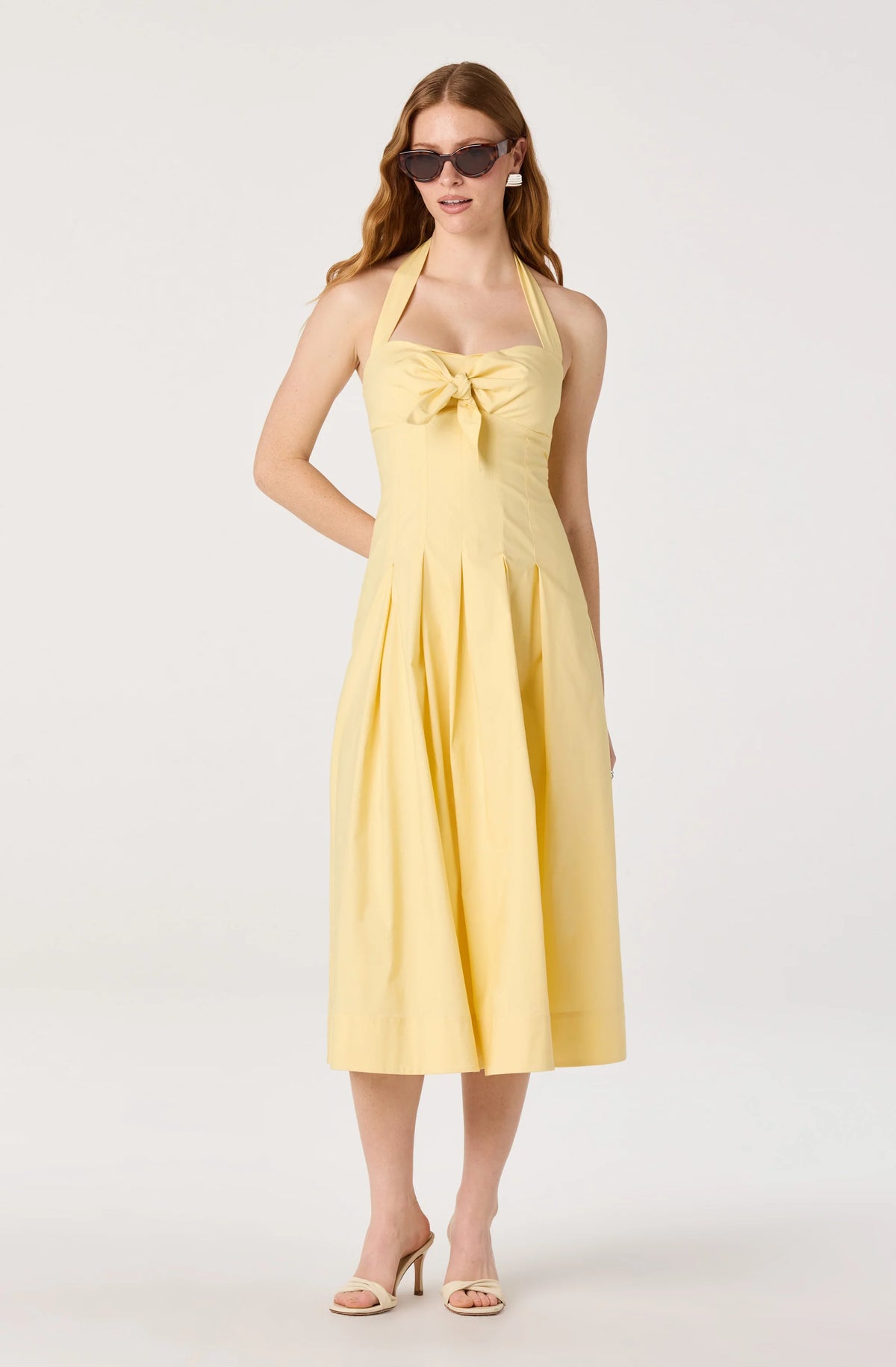 Janae Pleated Halter Midi Dress