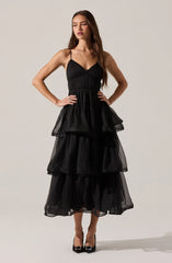Theiria Pleated Tiered Midi Dress