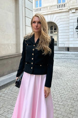 Single Breasted Velvet Trim Plaid Jacket