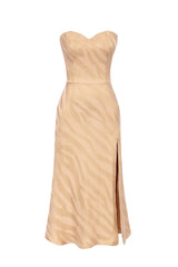 Viscose Slit Corset Midi Dress