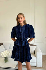 Velvet Gathered Mini Skirt