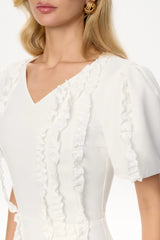 Short Sleeve Ruffle Detail Midi Dress