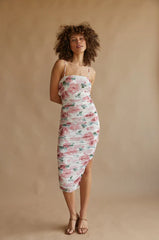 Lorelle Floral Mesh Bodycon Midi Dress
