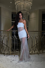 Bugle Beads Bustier Maxi Dress