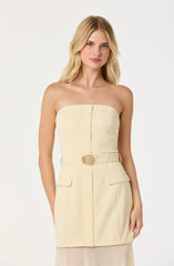 Strapless Contrast Belted Dress