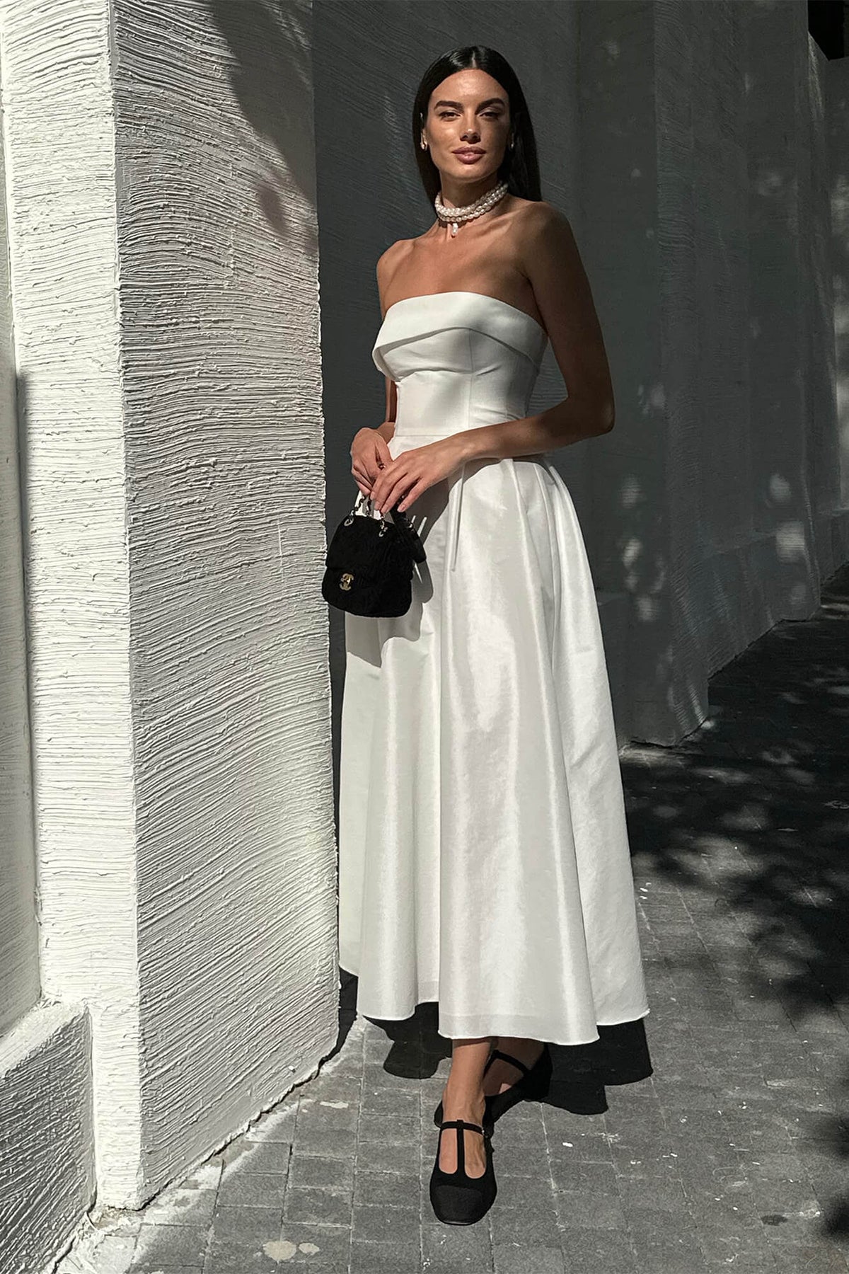 Jacquard Midi Dress with Turn-up