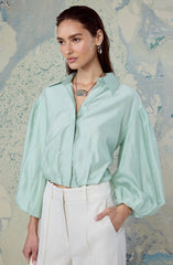 Cordey Collared Balloon Sleeve Poet Top