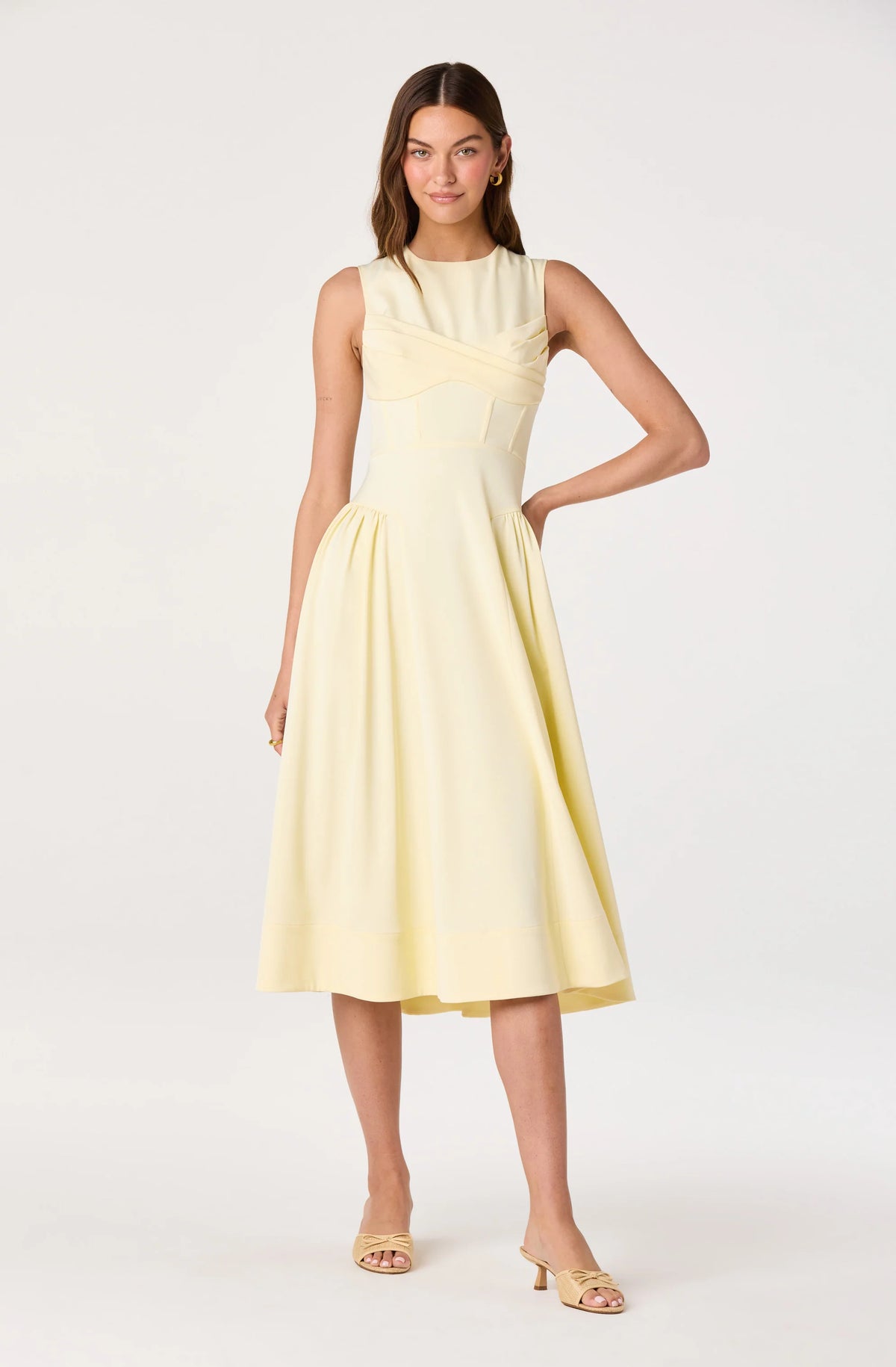 Seraphina Pleated Twist Corset Midi Dress