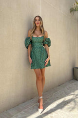 Puffy Sleeve Bell Mini Dress