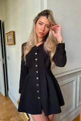 Long Sleeve Button Front Mini Dress