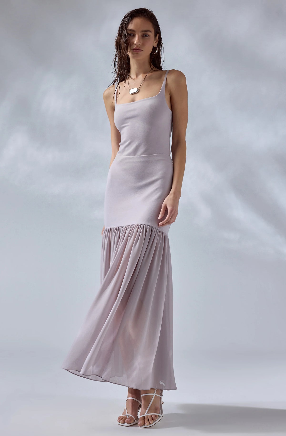 Aloyse Contrast Drop-Waist Maxi Skirt