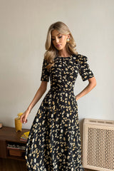 Short Sleeve Floral Midi Dress