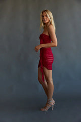 Alexia Strapless Rosette Ruffle Bodycon Mini Dress