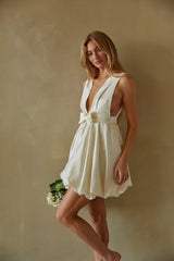 Kaya Bow Bubble Babydoll Mini Dress