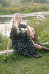Short Sleeve Gathered Skirt Midi Dress