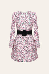 Long Sleeve Mini Dress with removable Rose belt