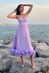 Flounce Bustier Midi Dress